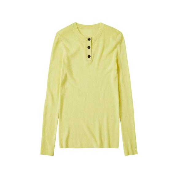 NEW CLOSED henley long sleeve tee in primary yellow - Picture 3 of 3